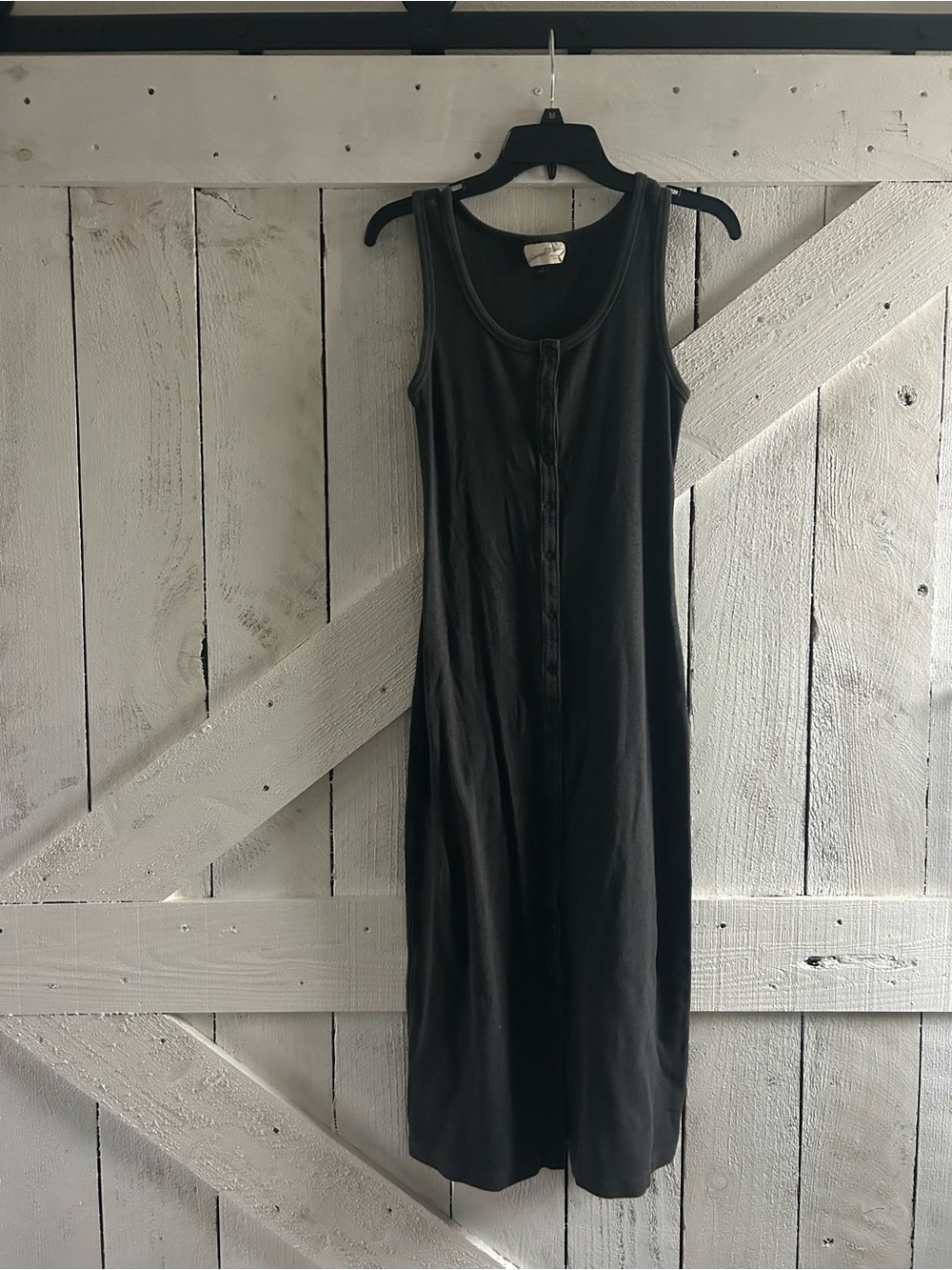 Universal Thread Black Sleeveless Midi Button-Front Dress